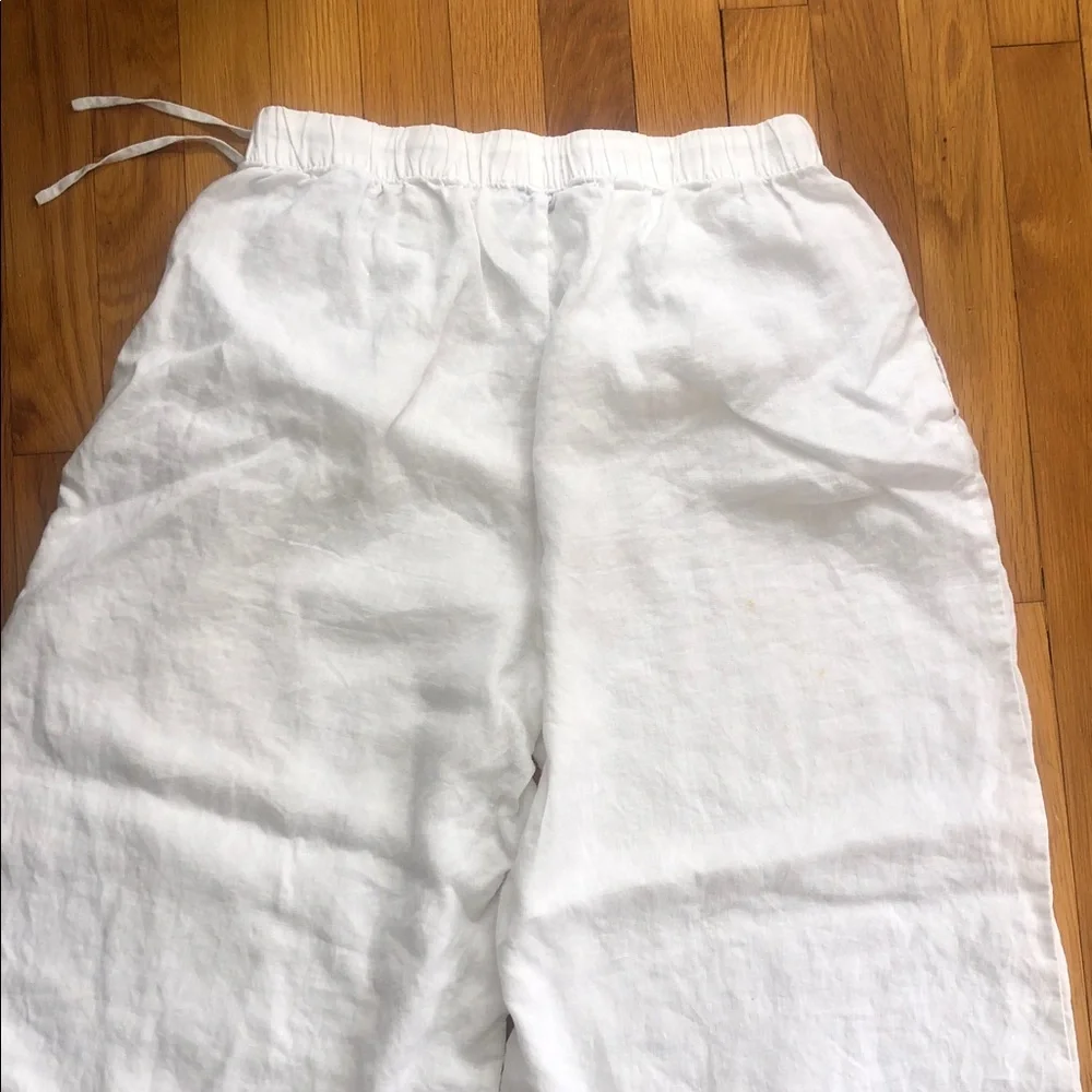 ZARA GORGEOUS LINEN WIDE PANTS LIGHT WEAR AS SEEN IN CROTCH Elegant White large